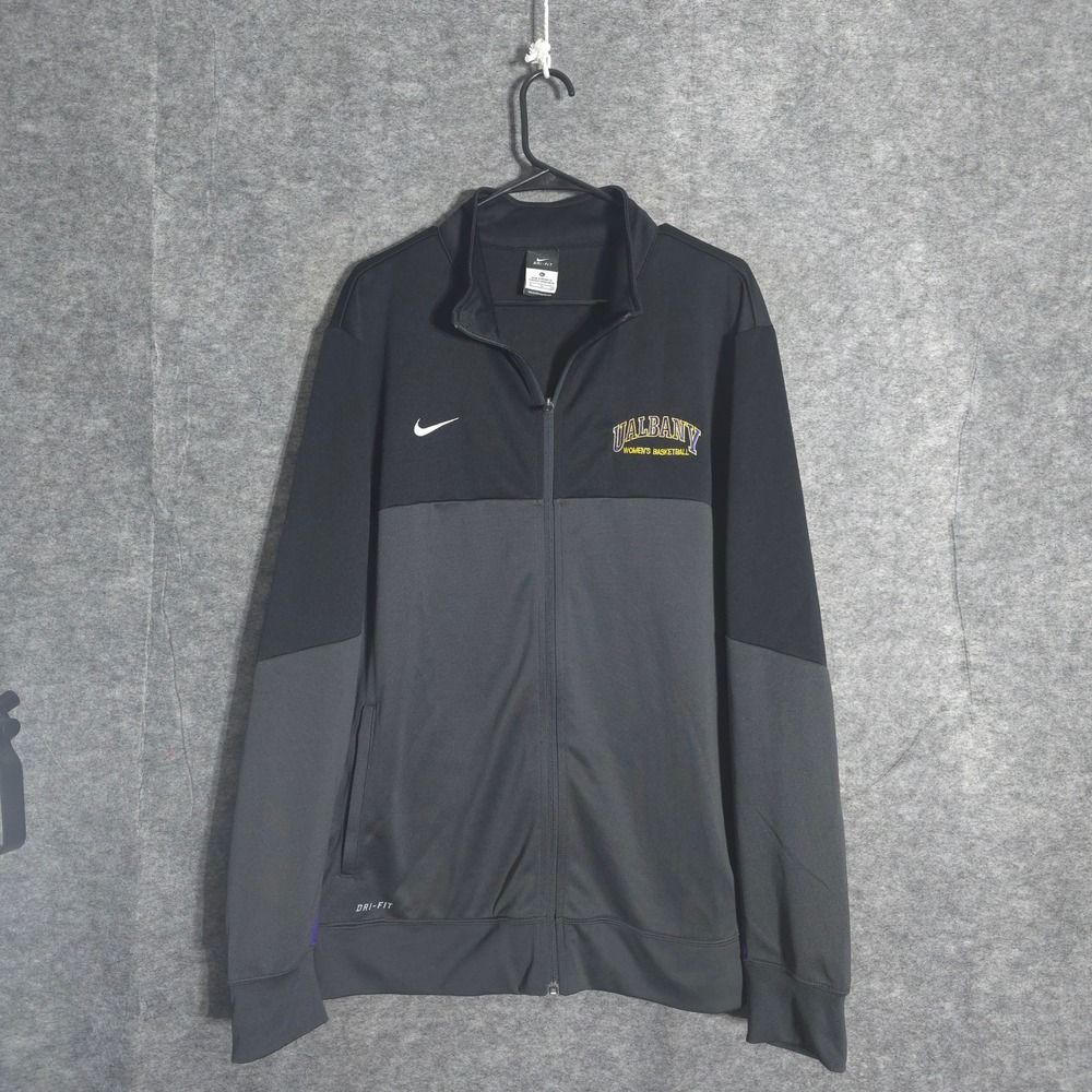 Nike UAlbany Basketball Jacket Men XL Black Grey Dri-FIT Full Zip 553400-219